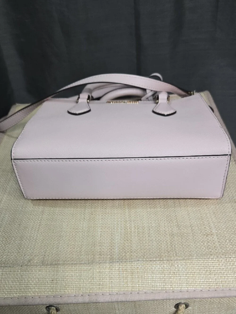 Like-new! Michael Kors Pale Pink Saffiano Leather Satchel with Gold Accent